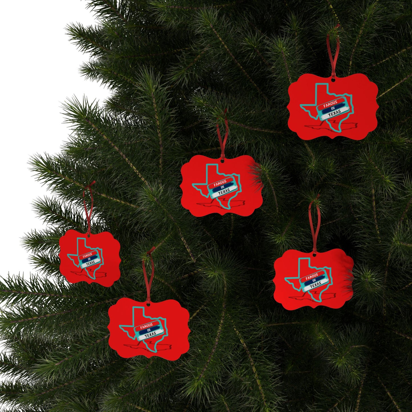 Famous in Texas Tree Aluminum Ornaments (1pc, 5pcs, 10pcs, 20pcs)